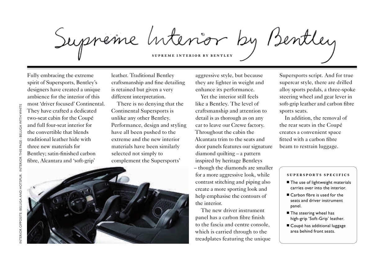 2012 Bentley Continental SS Super Sports Brochure Page 37